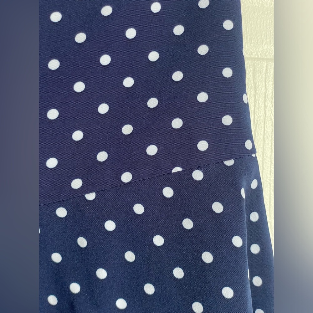 Preppy Polka Dot Navy Flare Mini Skirt Quiet Luxury Lauren RL Sz 6 - Picture 5 of 15